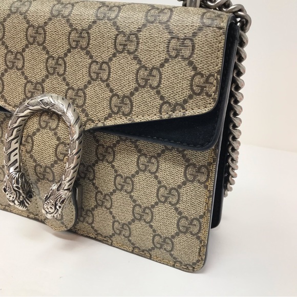 Authentic GUCCI GG Supreme Monogram Small Dionysus Bag Beige Ebony Black - Picture 14 of 16